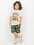 Jungle Explorer Cotton Short Set (Ivory & Dark Green)