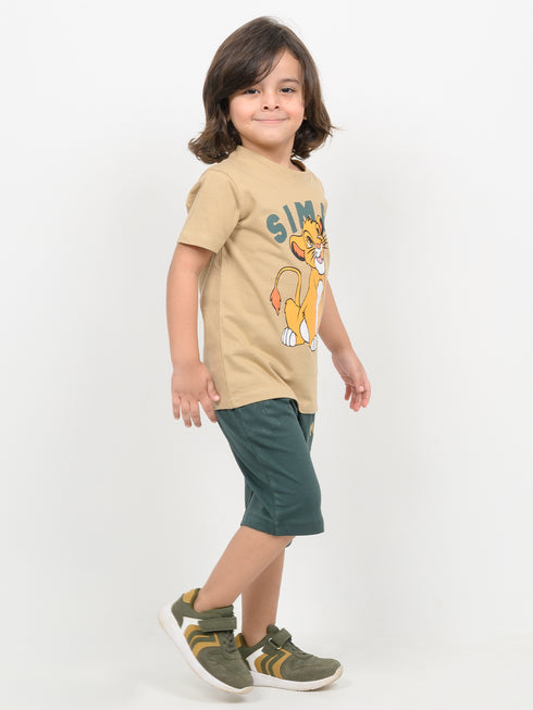 Simba Cub Cozy Cotton Short Set (Golden Yellow & Green)