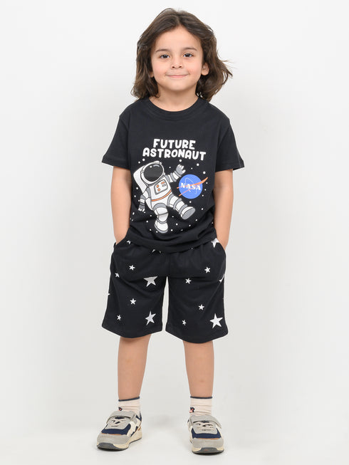 Future Astronaut Cotton Short Set (Black)