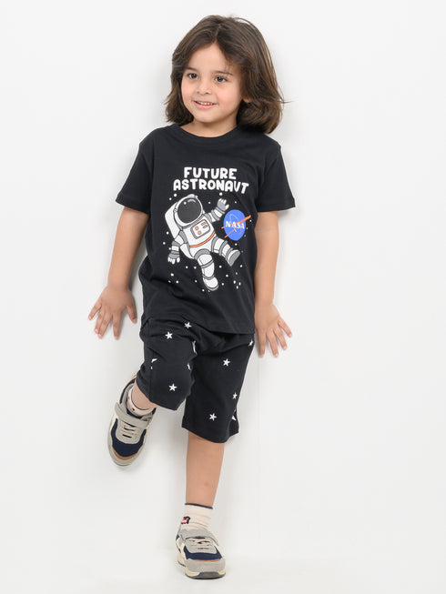 Future Astronaut Cotton Short Set (Black)