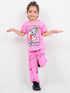 Frill Sleeves Bunny Themed Cotton Trouser Set (Candy Pink)