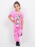 Frill Sleeves Bunny Themed Cotton Trouser Set (Candy Pink)