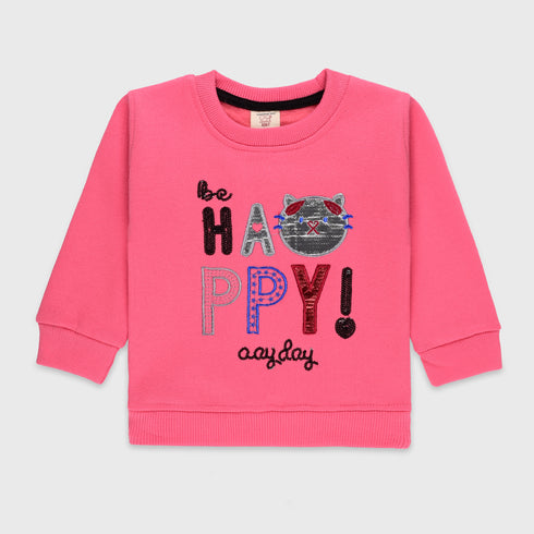 Be Happy Fleece Sweatshirt (Pink)