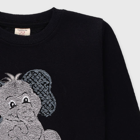 Elephant Fleece Sweatshirt (Black)