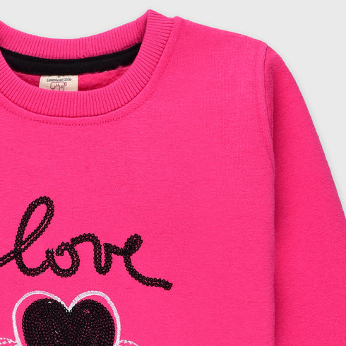 Heart Fleece Sweatshirt (Shocking Pink)