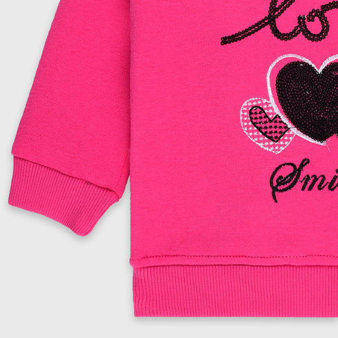 Heart Fleece Sweatshirt (Shocking Pink)