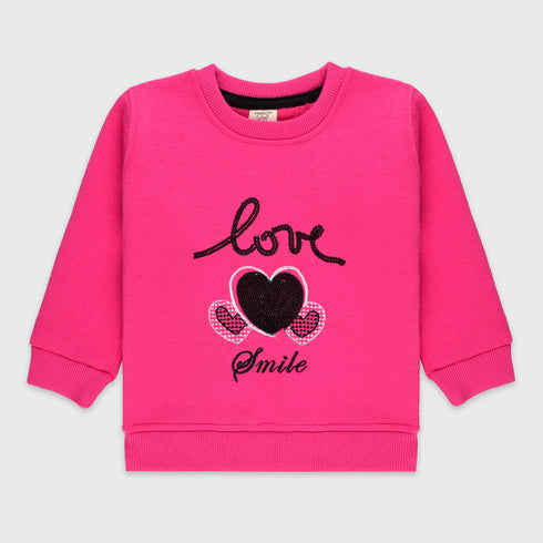 Heart Fleece Sweatshirt (Shocking Pink)