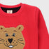 Bear Towel Print Fleece Sweatshirt (Red)
