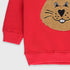 Bear Towel Print Fleece Sweatshirt (Red)