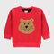 Bear Towel Print Fleece Sweatshirt (Red)