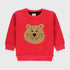 Bear Towel Print Fleece Sweatshirt (Red)