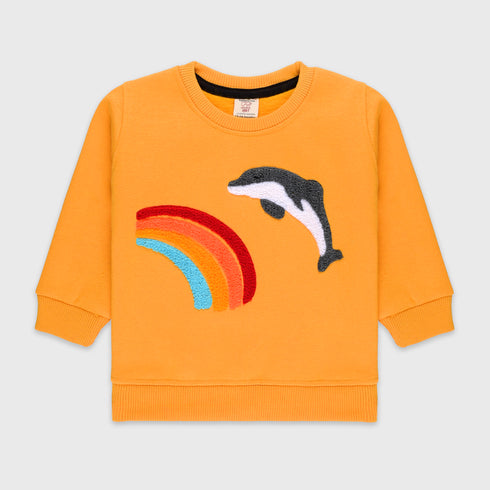 Dolphin Printed Fleece Sweatshirt (Yellow)