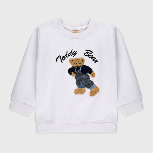 Teddy Bear Fleece Sweatshirt (White)