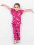 Frill Sleeves Cozy Candy Crush Cotton Trouser Set (Berry Bliss)