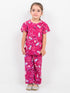 Frill Sleeves Cozy Candy Crush Cotton Trouser Set (Berry Bliss)