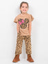 Frill Sleeves Minnie leopard Themed Cotton Trouser Set (Caramel Wild)
