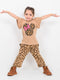 Frill Sleeves Minnie leopard Themed Cotton Trouser Set (Caramel Wild)