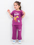 Frill Sleeves Bambi Themed Cotton Trouser Set (Mulberry)