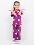Frill Sleeves Heart Pop Cotton Trouser Set (Purple)
