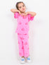 Frill Sleeves Minnie Themed Cotton Trouser Set (Pink)
