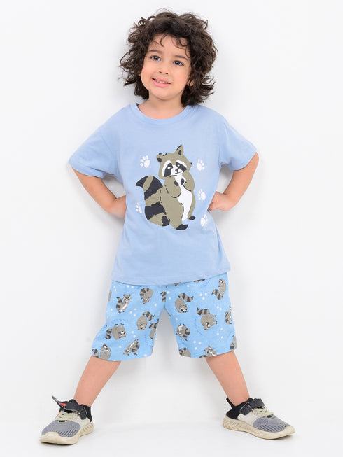 Cozy Critter Cotton Short Set (Frosty Sky)