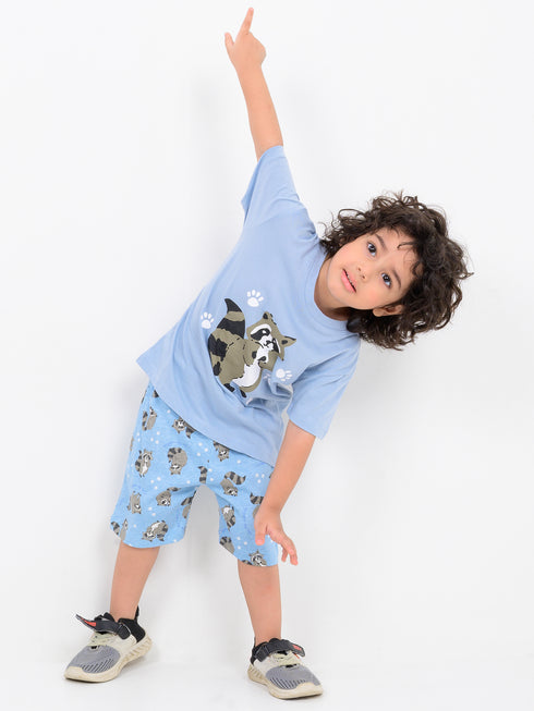Cozy Critter Cotton Short Set (Frosty Sky)