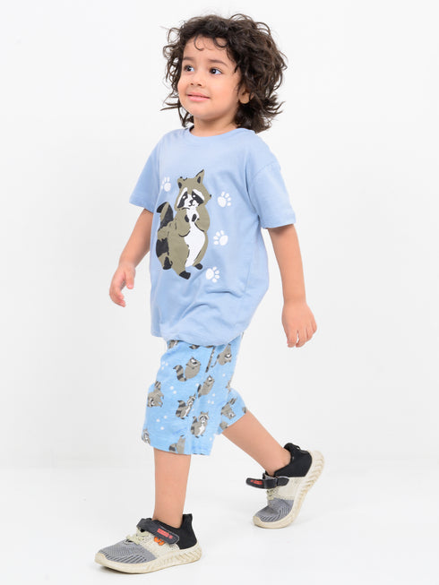 Cozy Critter Cotton Short Set (Frosty Sky)