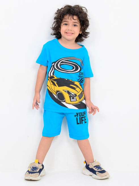 Turbo Racer Cotton Short Set (Electric Sky)