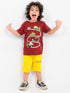 Under Construction Combo Cotton Short Set (Maroon-Yellow)