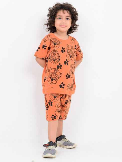 Paw Patrol Themed Cotton Short Set (Tangerine)