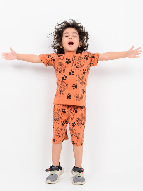 Paw Patrol Themed Cotton Short Set (Tangerine)