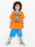 Truck Racer Cotton Short Set (Orange-Blue)