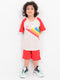 Always Be Happy Raglan Cotton Short Set (Cream-Red)
