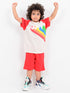 Always Be Happy Raglan Cotton Short Set (Cream-Red)