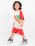 Always Be Happy Raglan Cotton Short Set (Cream-Red)