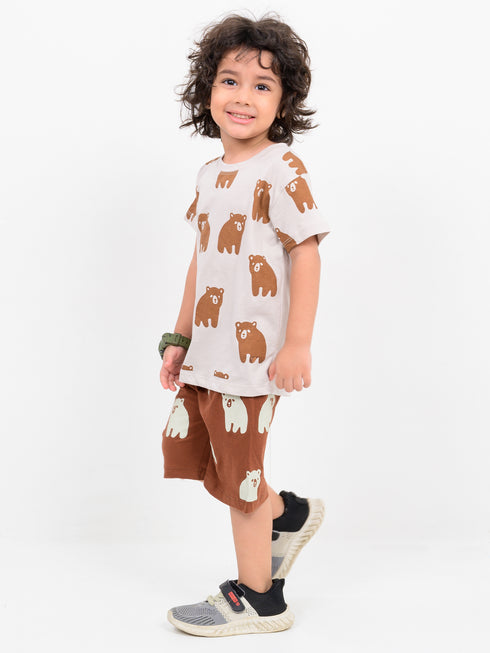 Bear Buddies Cotton Short Set (Teddy Brown)