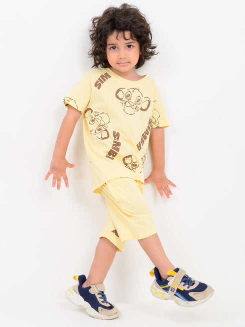 Simba Themed Cotton Short Set (Lemon Yellow)