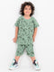 Mickey & Pluto Themed Cotton Short Set (Fern Green)