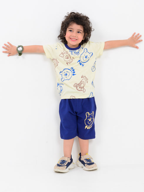 Hunny Buddy Cotton Short Set (Butter Yellow & Deep Blue)