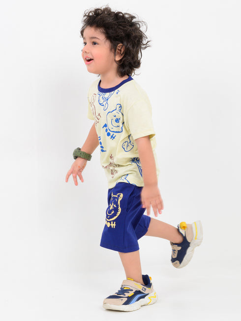 Hunny Buddy Cotton Short Set (Butter Yellow & Deep Blue)
