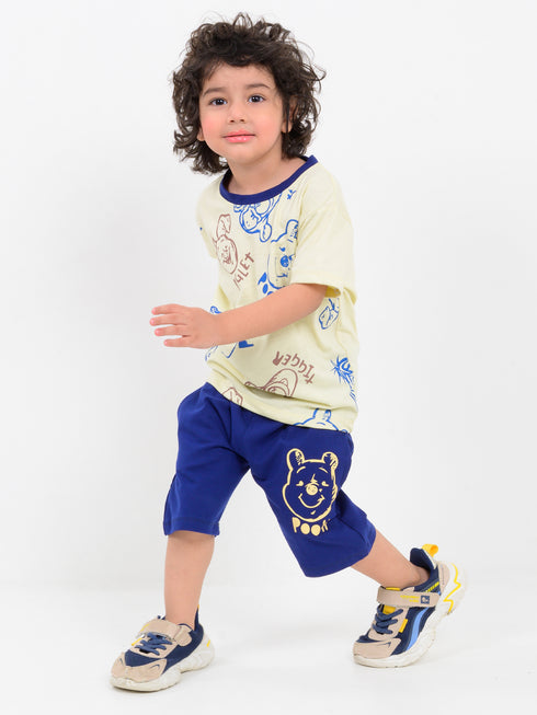 Hunny Buddy Cotton Short Set (Butter Yellow & Deep Blue)