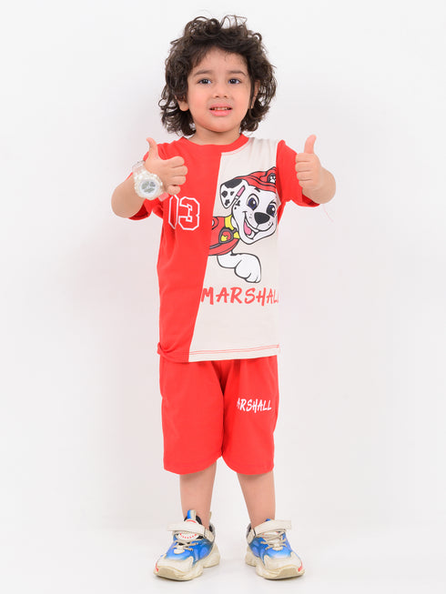 Woof Patrol Wear Cotton Short Set (Cherry Blaze)
