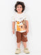 Awesome Friends Cotton Short Set (Cream & Brown)