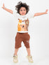 Awesome Friends Cotton Short Set (Cream & Brown)