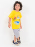 Whale and Wave Cotton Short Set (Yellow & Mist Grey)