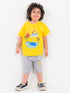 Whale and Wave Cotton Short Set (Yellow & Mist Grey)