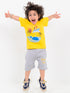 Whale and Wave Cotton Short Set (Yellow & Mist Grey)
