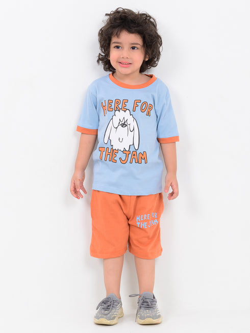 Jam Buddy Cotton Short Set (Blue & Orange)