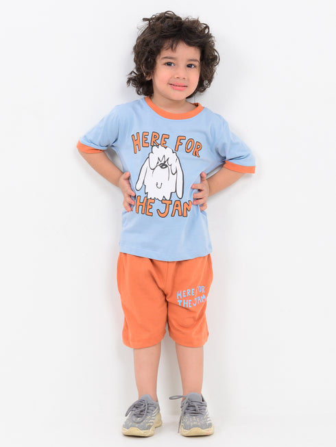 Jam Buddy Cotton Short Set (Blue & Orange)