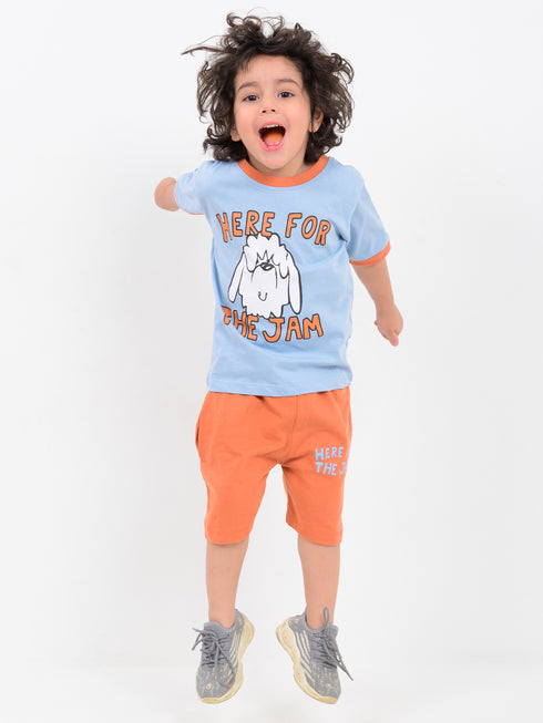 Jam Buddy Cotton Short Set (Blue & Orange)